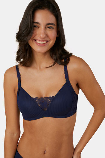Buy Triumph Padded Non Wired Full Coverage T-Shirt Bra - Navy Blue